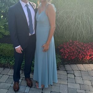 Azazie everlee dress in moody blue